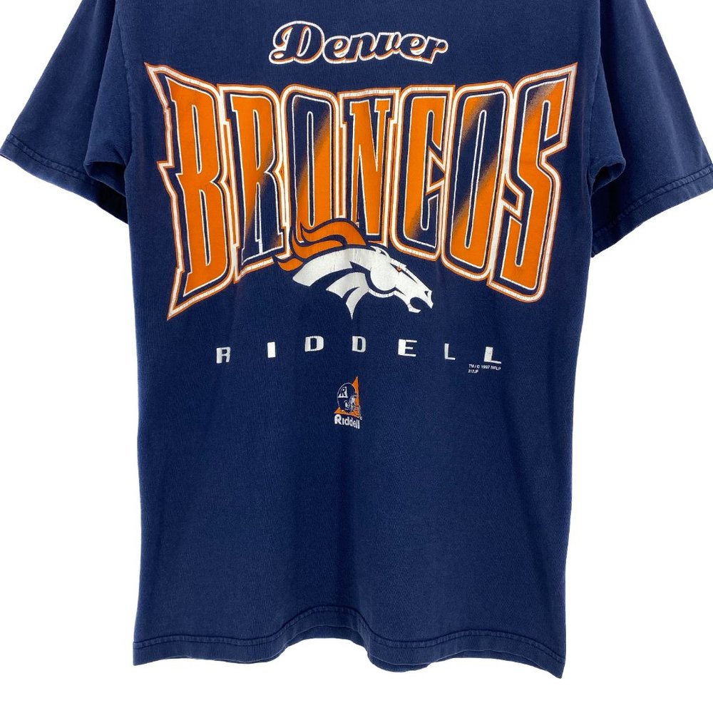Vintage RIDDELL 1997 DENVER BRONCOS Blue Short Sleeves T-Shirt Size M - Picture 7 of 16